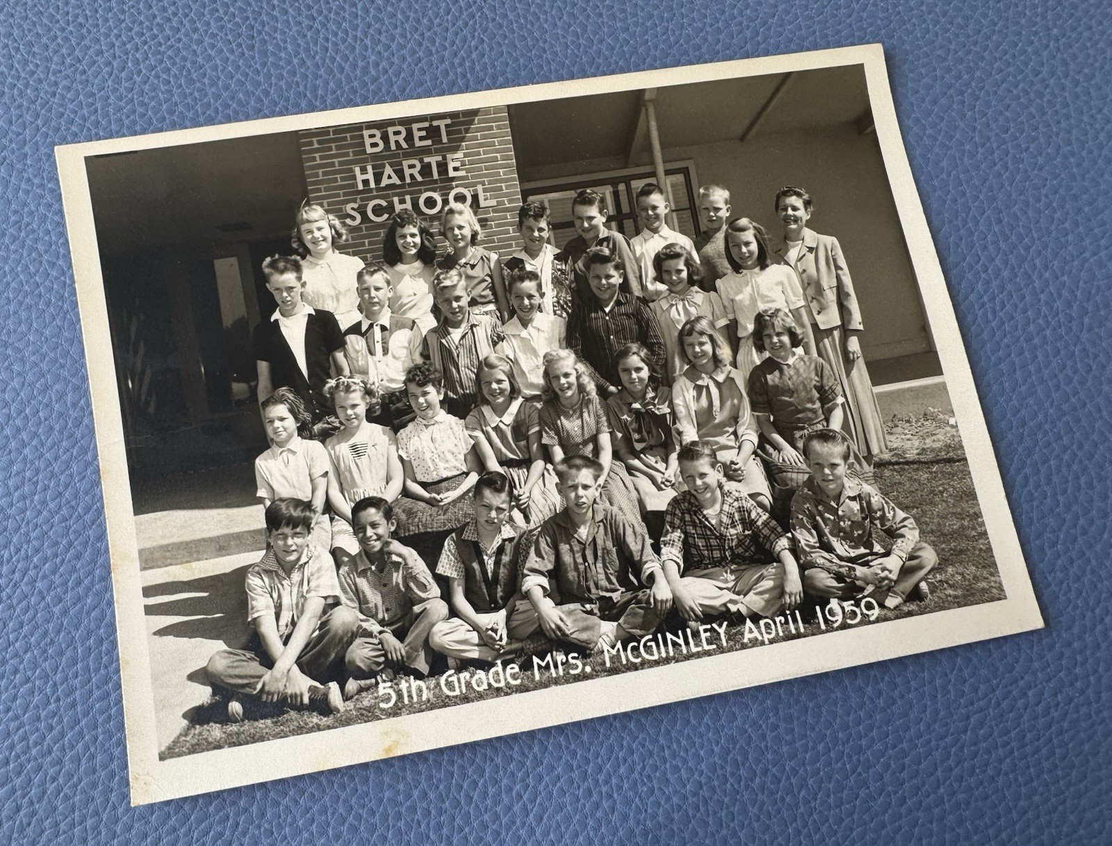 BRET HARTE ELEMENTARY MIDDLE SCHOOL CLASS PHOTO 1959 CORCORAN California 5th