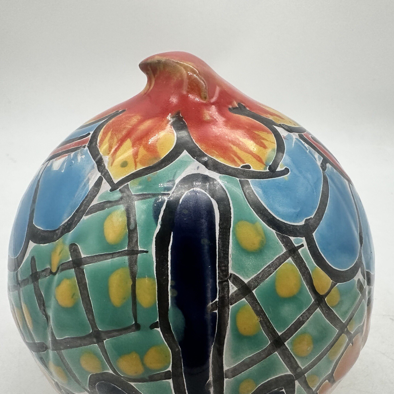 Talavera Blue Orange Mexican Pottery Jack O Lantern Pumpkin Decor New Halloween