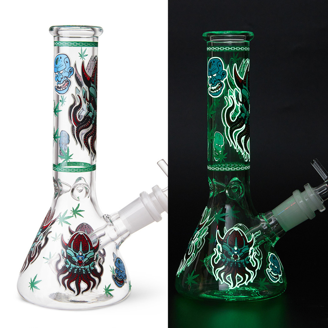 7.8″ Octopus Fluorescent Glass Bong Glass Water Pipe Smoking Tobacco Beaker 14MM