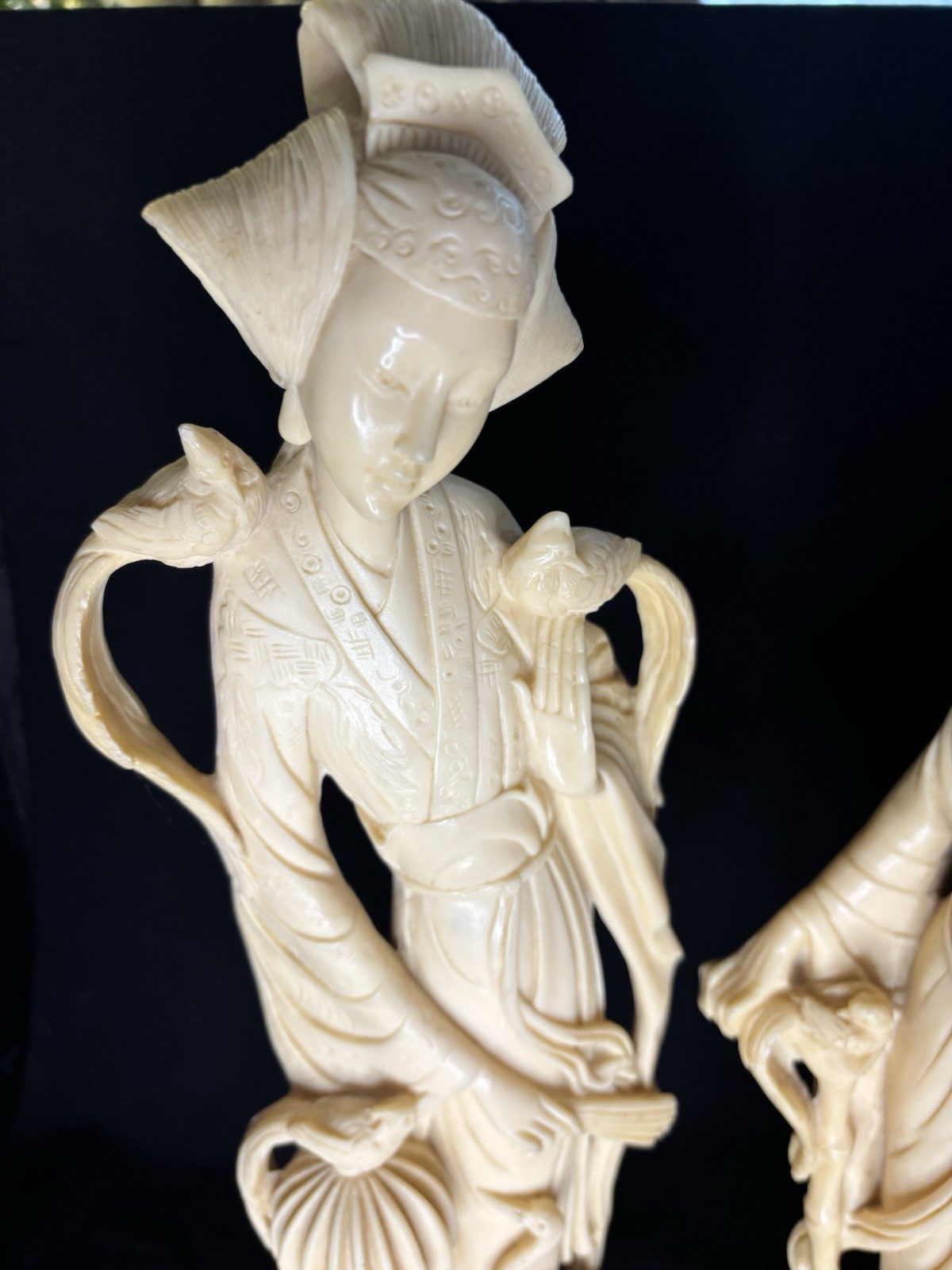 A Santini Vintage Man And Woman Couple sculpture Made In Italy Asian Culture 20”