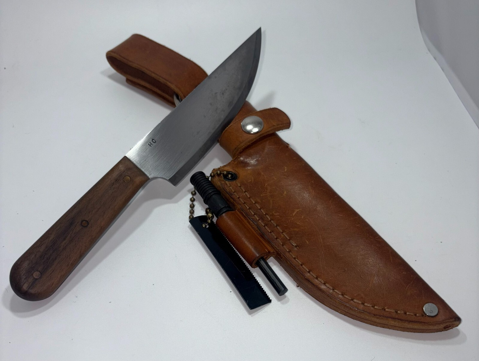 Handmade “HC” Bushcraft Survival Knife with Scandi Edge Grind Custom Vintage