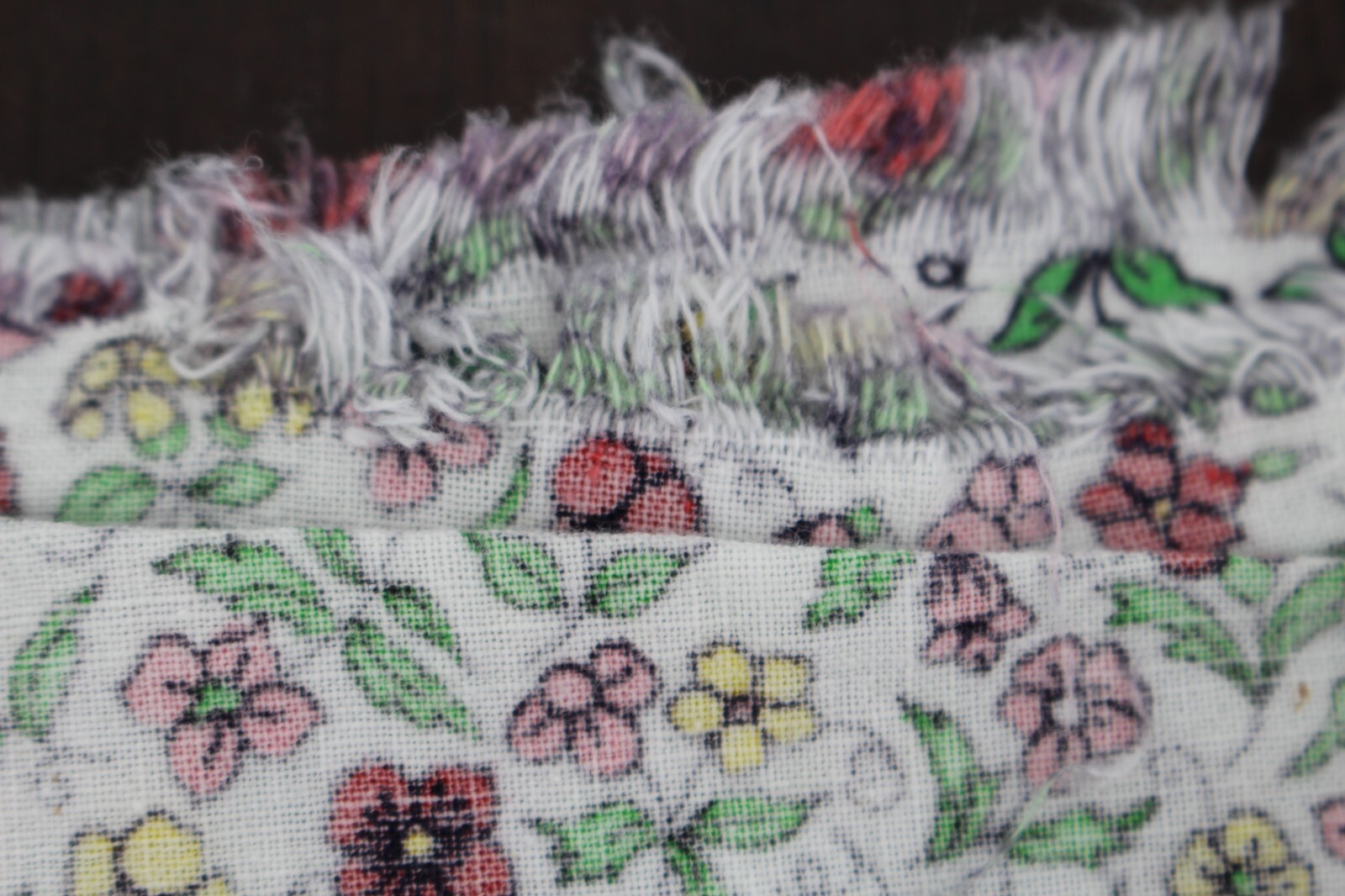 Feed Flour Sack Fabric Calico Flower Red Pink Yellow Opened Printed Bag Original