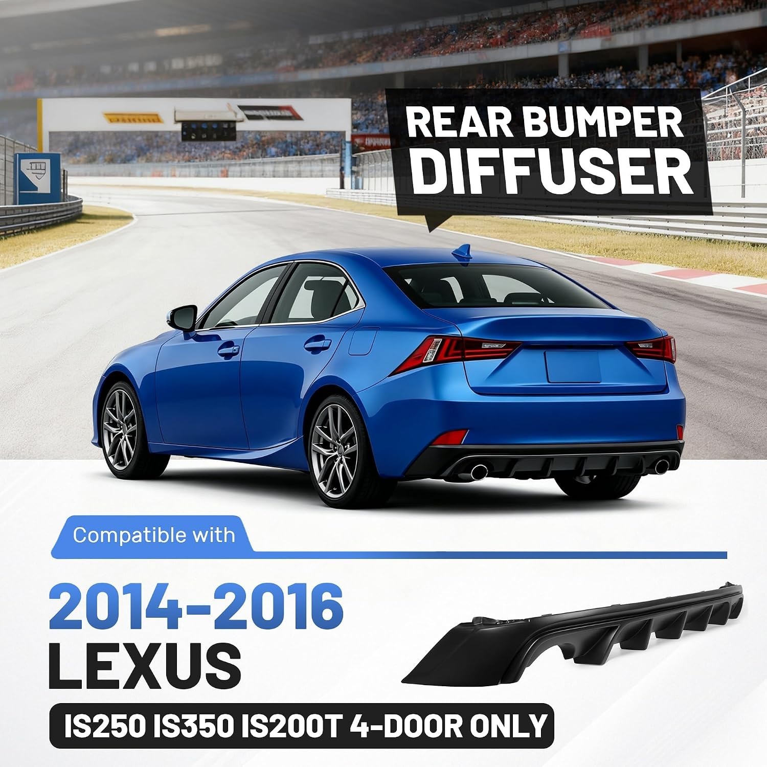 Rear Bumper Diffuser Compatible with 2014-2016 Lexus IS250 IS350 IS200T 4-Door O