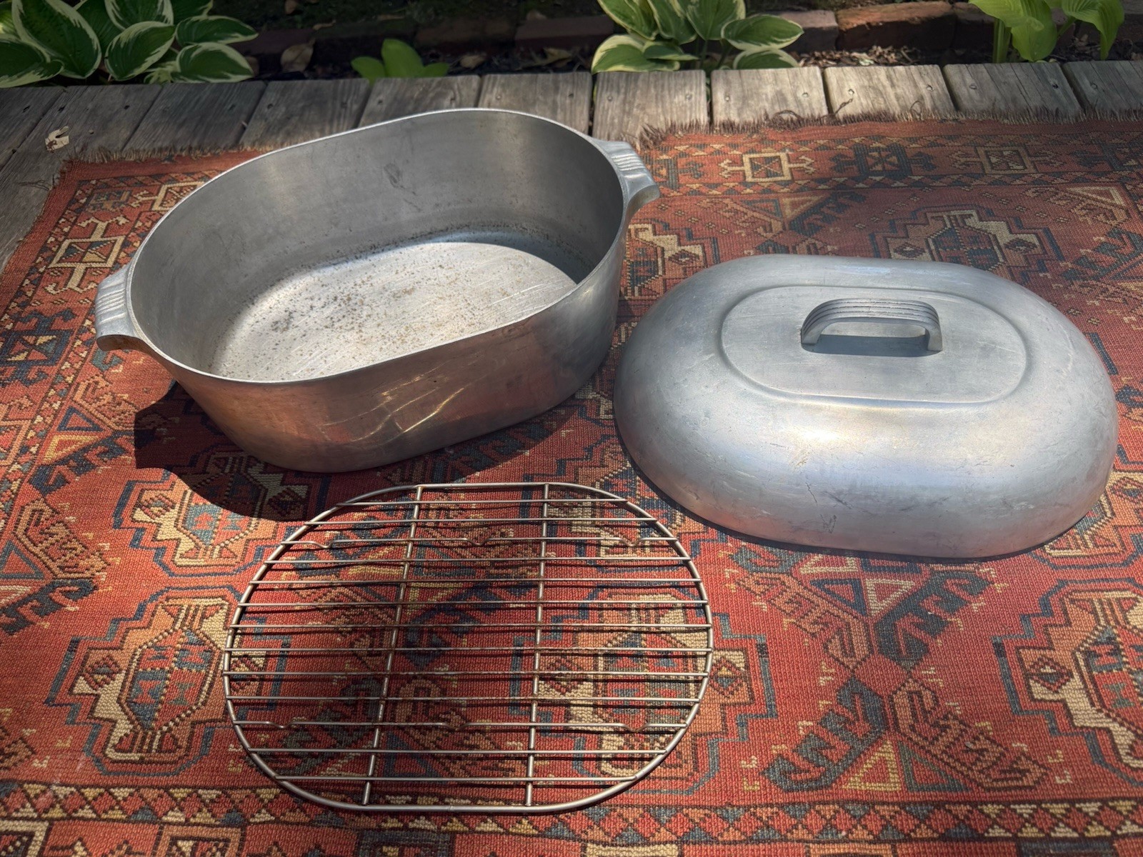 Vtg Wagner Ware Sidney O Magnalite 13 Qt Roaster Dutch Oven 4267 Lid Rack *read