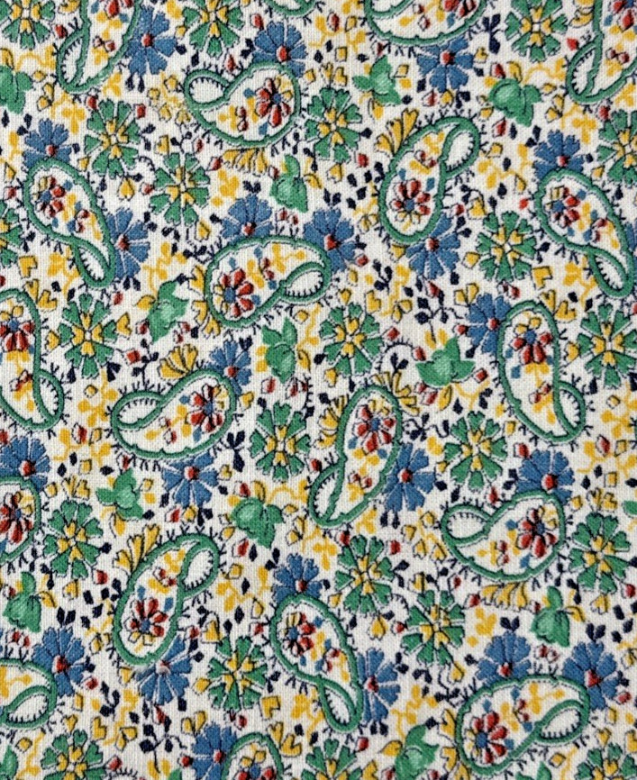 Vintage 1930’s-40’s feedsack fabric piece 9×11″ multicolor paisley print