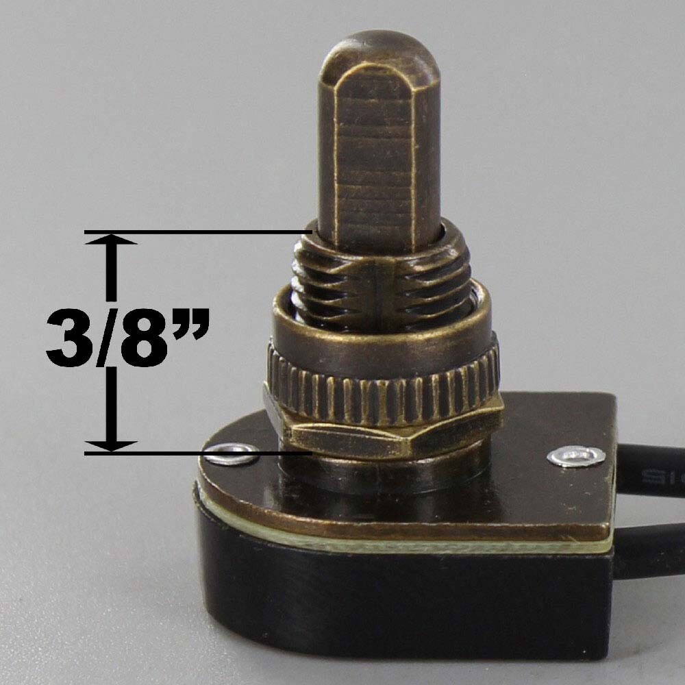 Push Button On-Off Antique Brass Canopy Switch Single Pole 3/8″ Shank 30051AJ