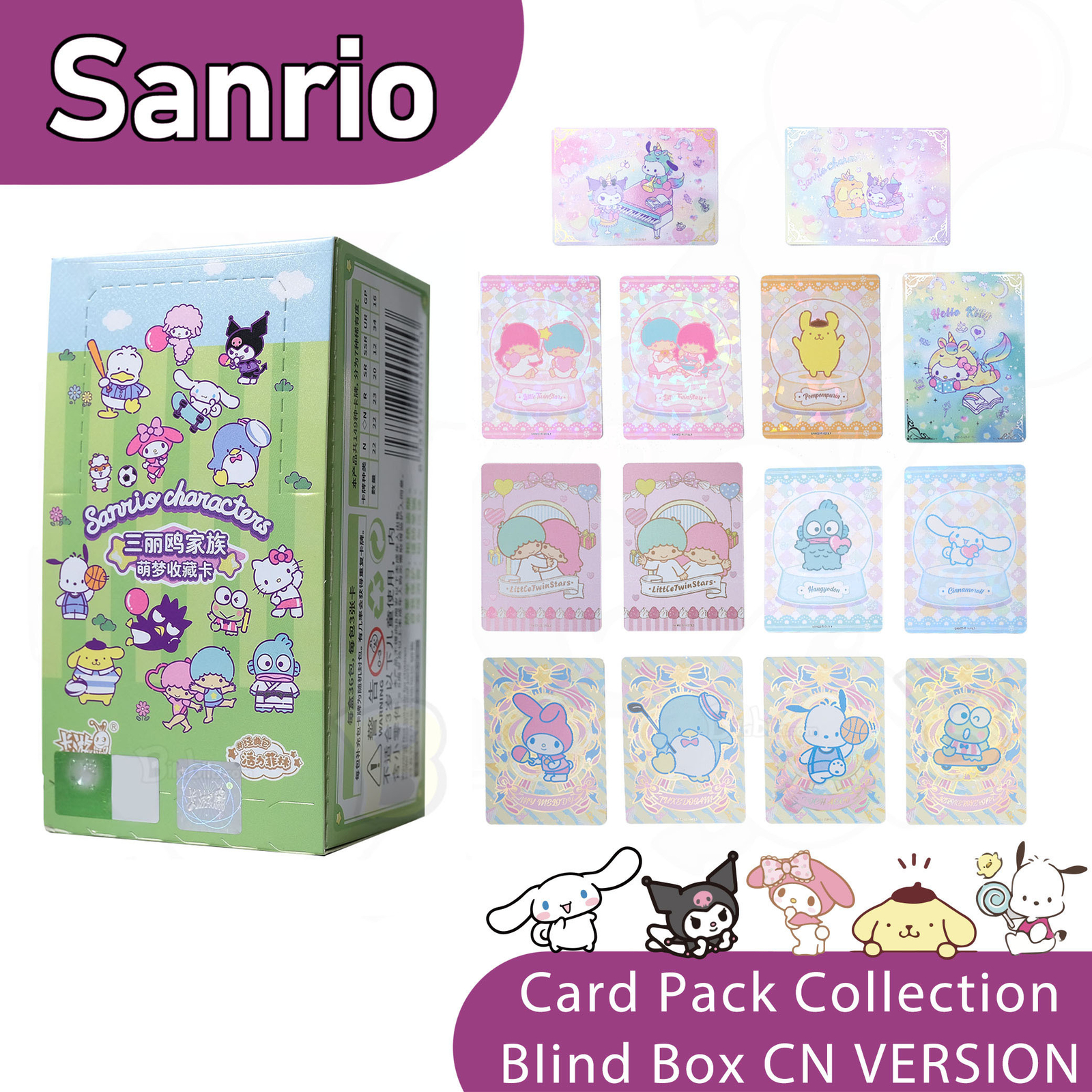 1Box Colorful Sanrio lot of 36Pack Random Cards For My Melody Hello Kitty