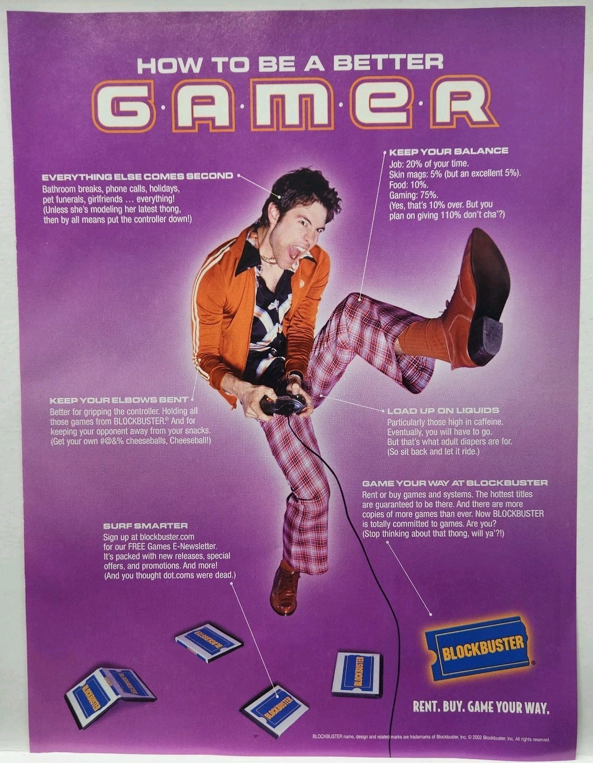 2002 Blockbuster Video Store Games Gamer Print Ad Poster Promo Art Magazine Page