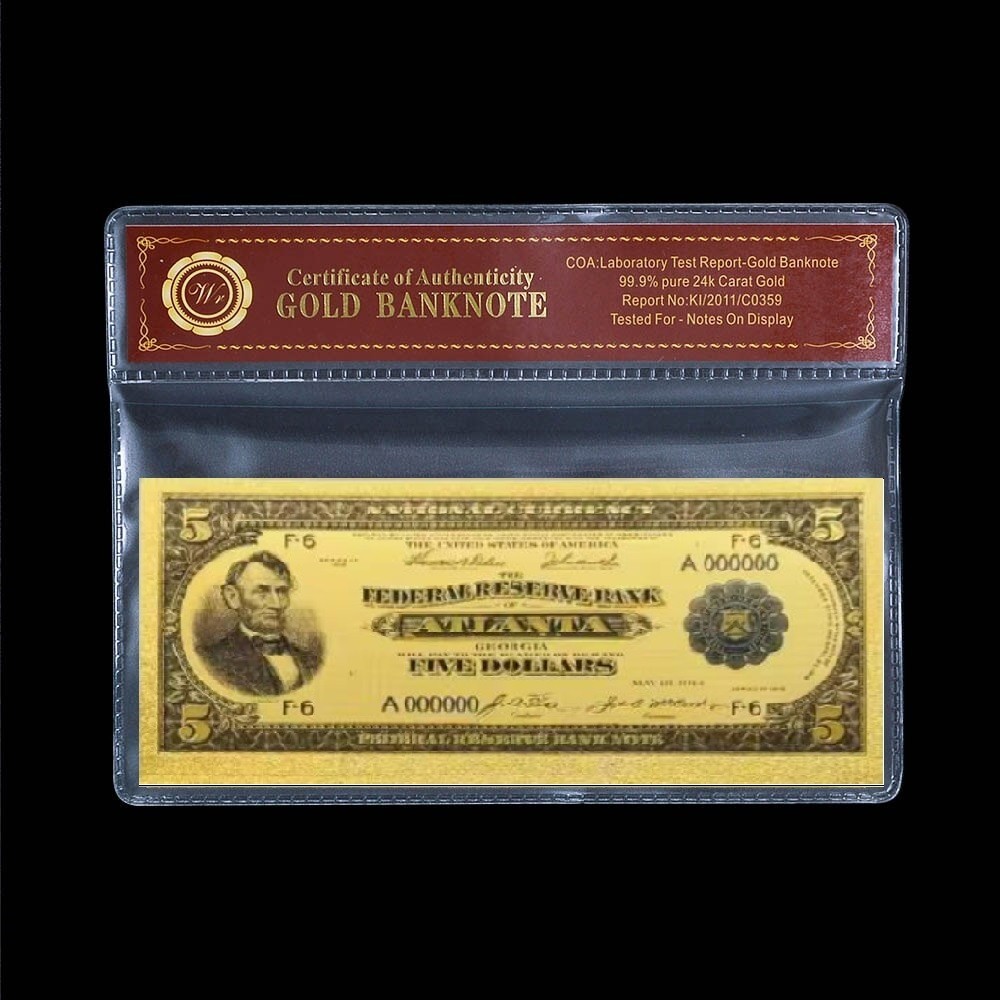 1918 $5 Dollar Bill Atlanta Blue Seal BankNote with bag and Certificate