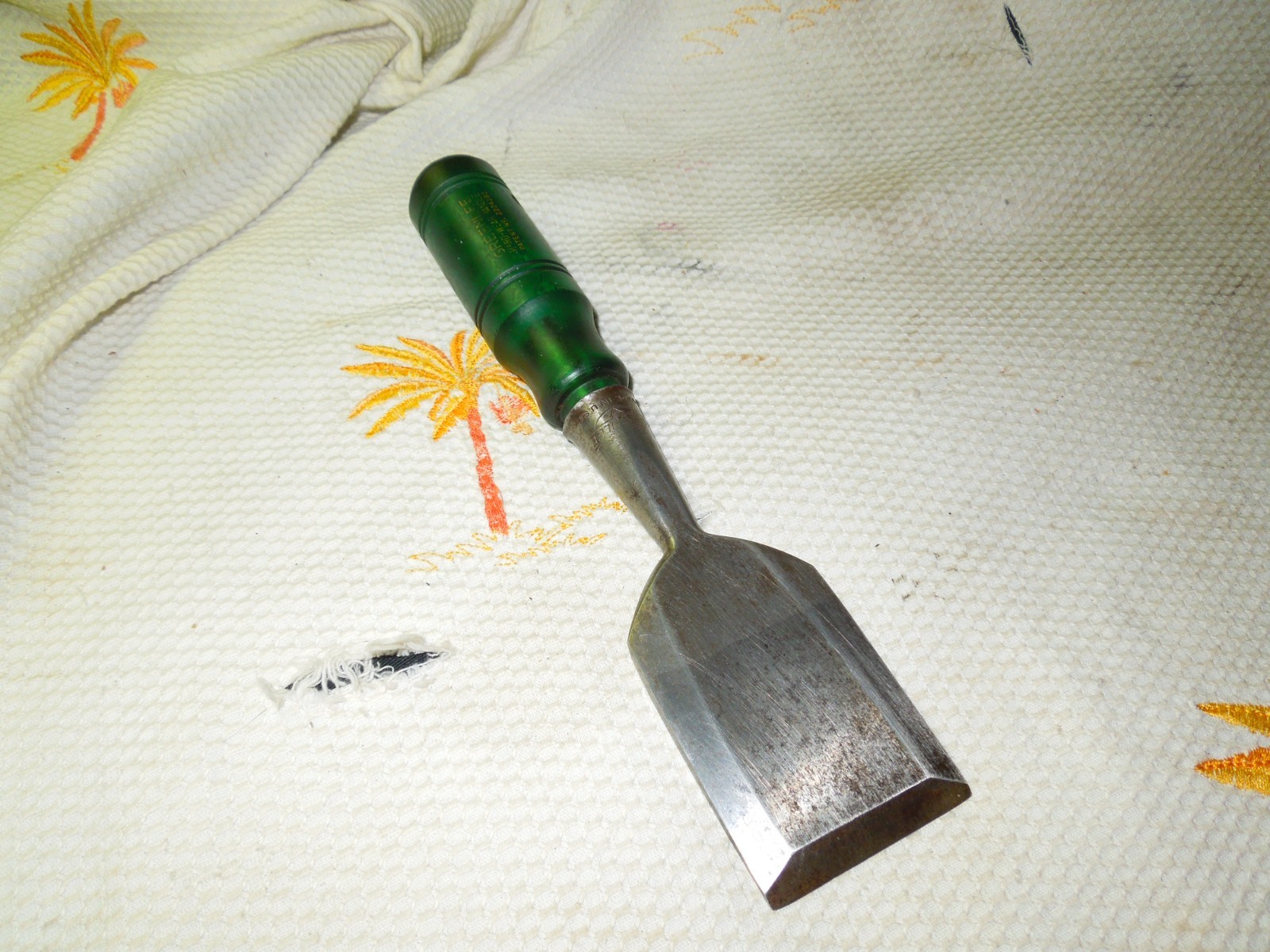 Vintage Greenlee 2” Bevel-edge Socket Chisel Hard Wear Handle USA Green