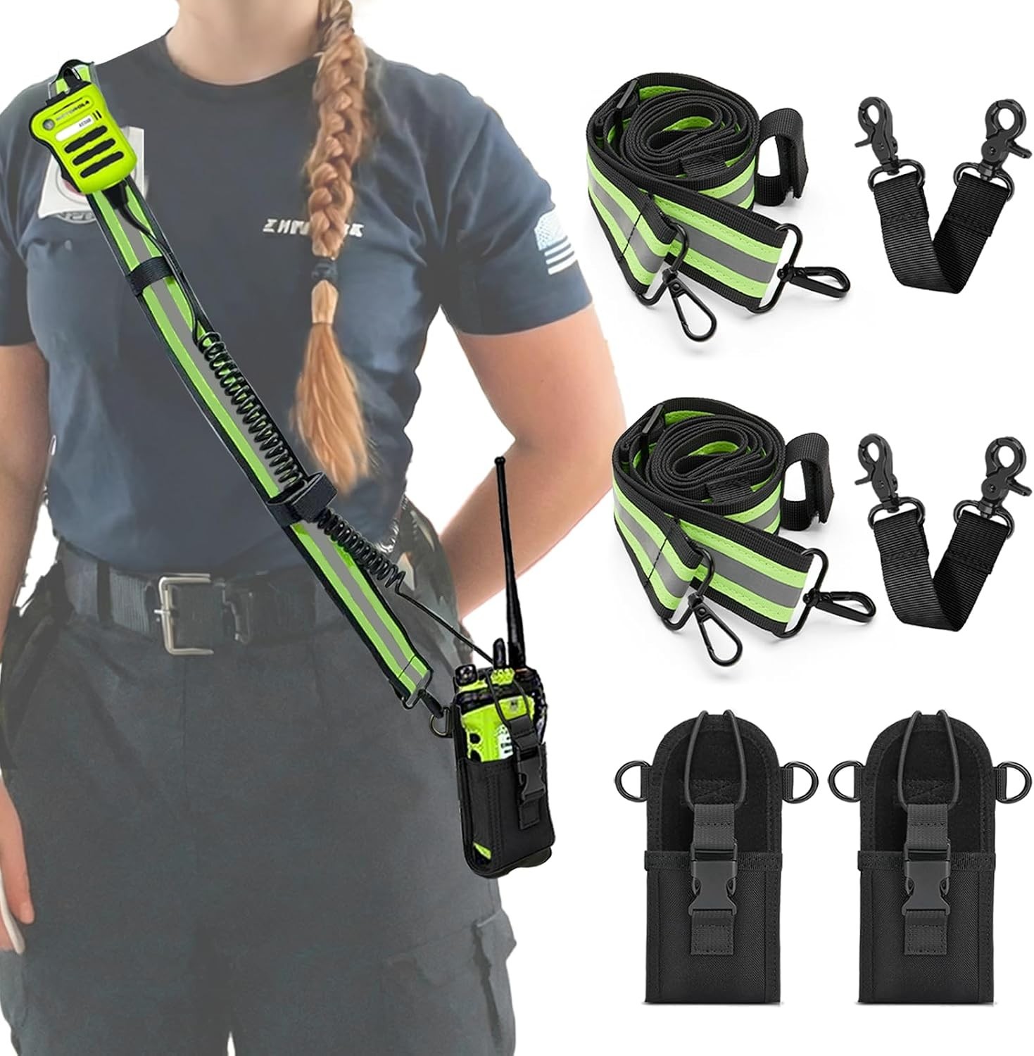 Firefighter Radio Strap and Holder | Reflective Adjustable Shoulder Mic Holder f