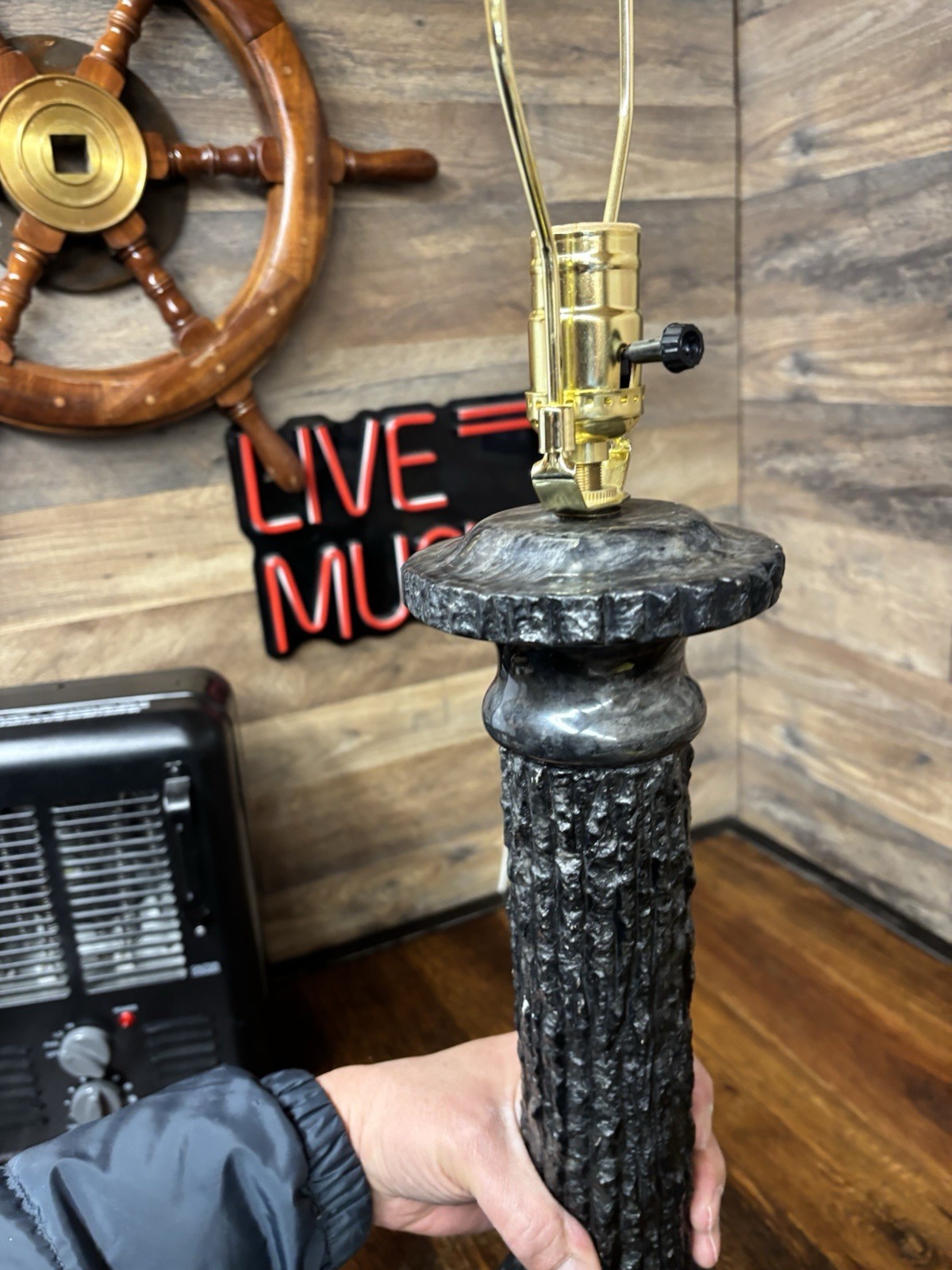 Vintage POSTMODERN NEO-CLASSICAL SOLID MARBLE COLUMN PILLAR LAMP 32″