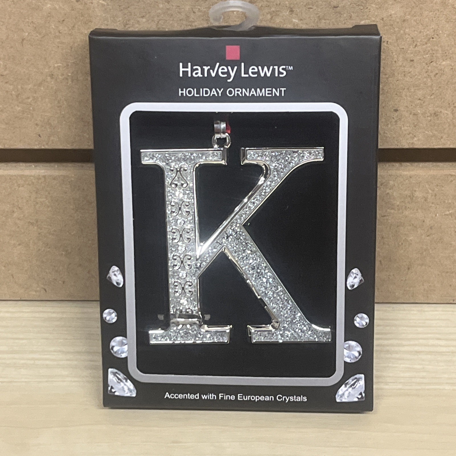 Harvey Lewis Christmas Ornament Letter K with Fine European Crystals NEW