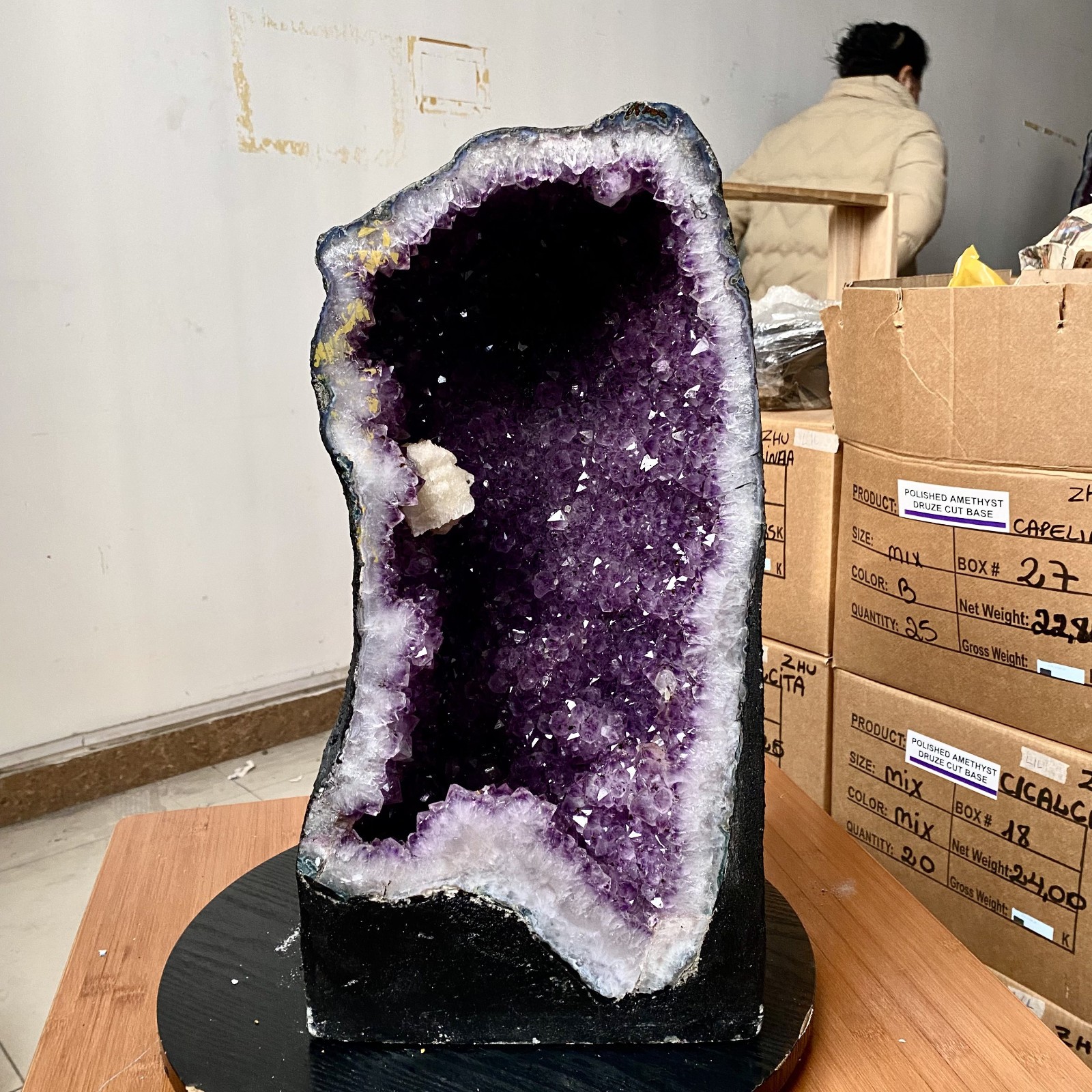65LB Large Natural Amethyst Geode Cathedral Crystal Cluster Specimen Healing0.33