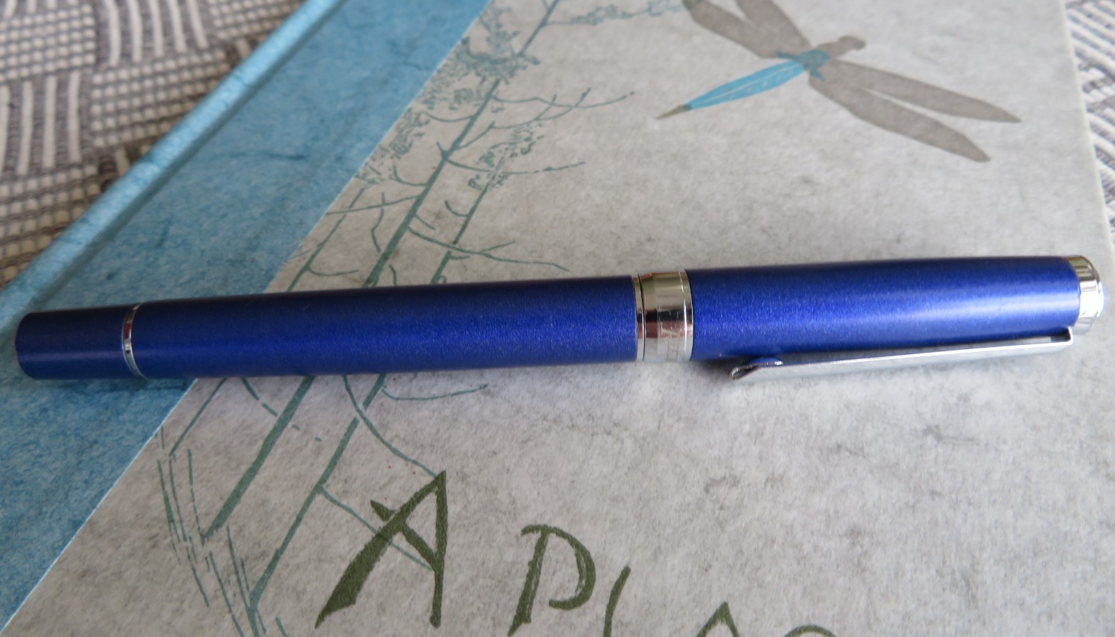 Reflections Fine Writing Instruments Brushed Blue w/Silver trim Rollerball Pen