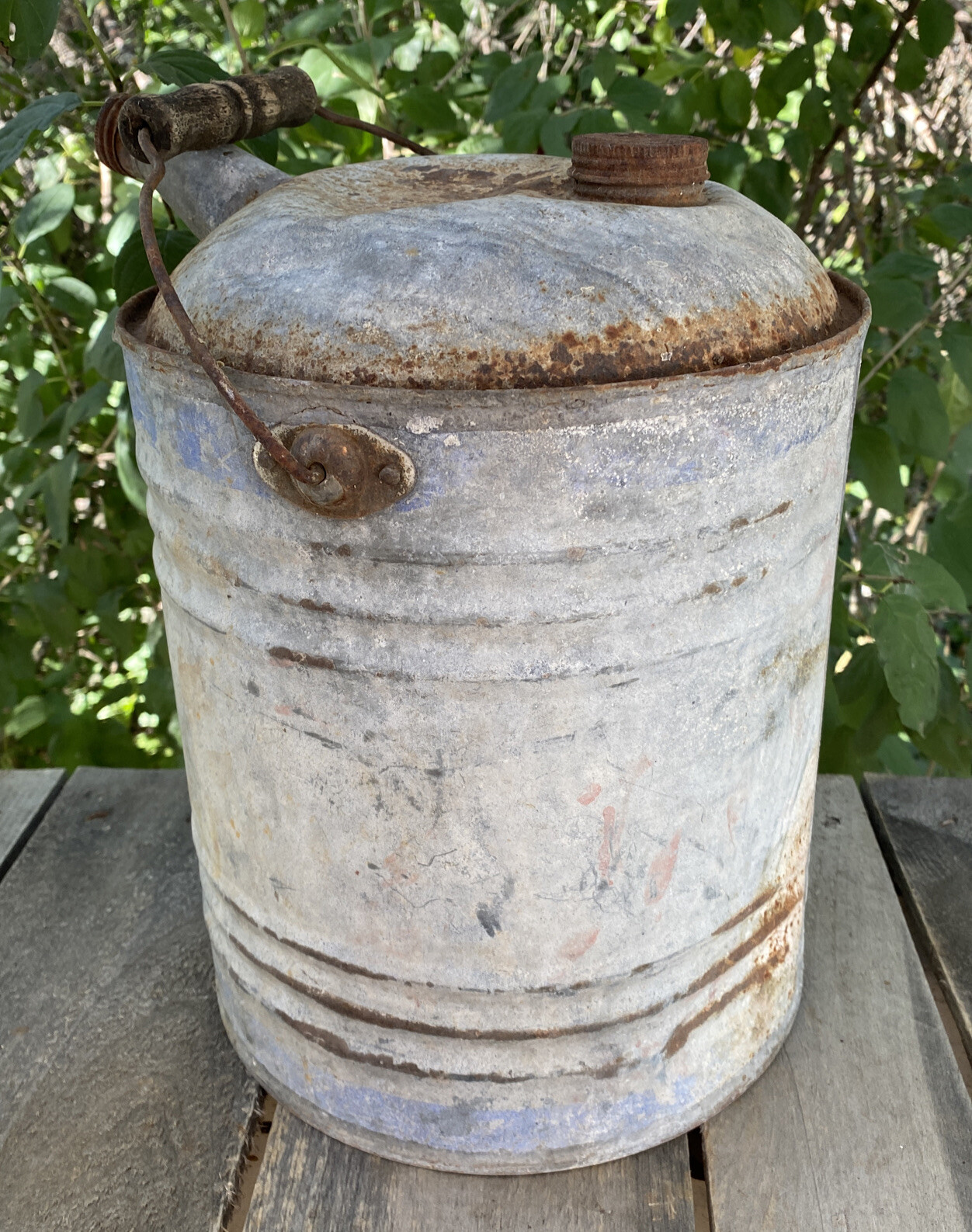 Vintage Galvanized Gas Can Gallons 12″ Antique Farm Can Empty Old Metal