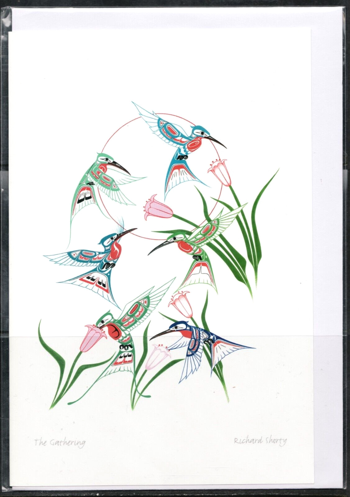 GATHERING HUMMINGBIRDS by Yukon Artist Richard Shorty – New 6″ x 9″ Art Card