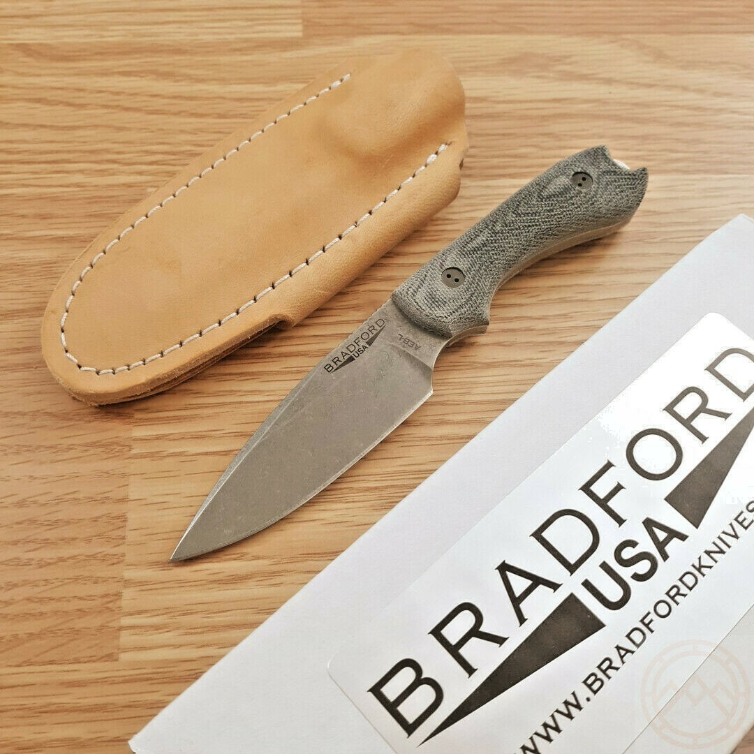 Bradford Knives Guardian Fixed Knife 3.5″ AEB-L Steel Full Blade Micarta Handle