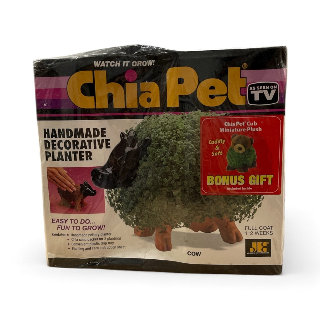 Sealed Vintage Chia Pet COW Handmade Decorative Planter Bonus Gift Included