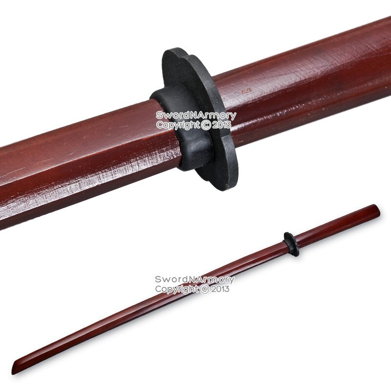 39″ Red Wooden Samurai Practice Sword Bokken Bokuto Training Katana Kendo Iaido