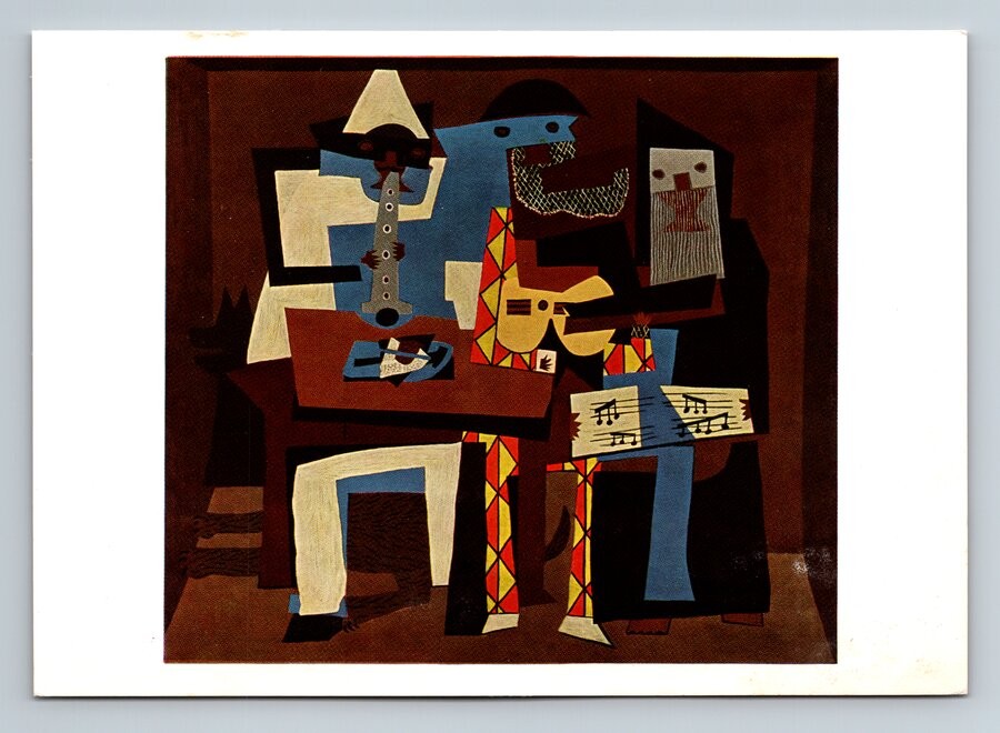 Pablo Picasso Three Musicians Vintage Art Postcard