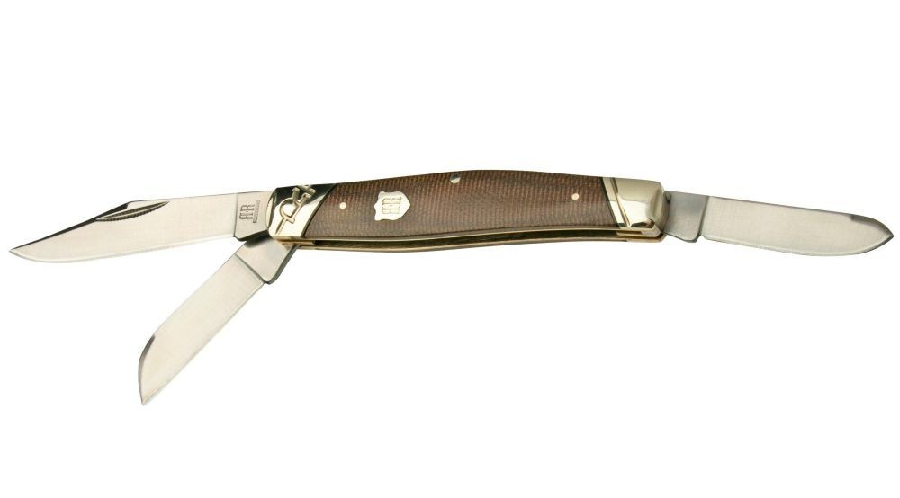 Rough Ryder Large 4.5″ Stockman Folding Pocket Knife, Burlap Micarta, New in Box