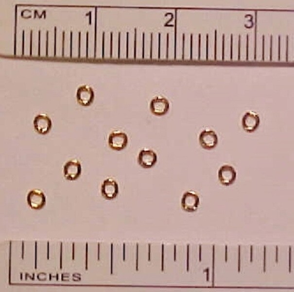 #TJR1(GP) TINY JUMPRINGS 1mm inside/2mm outside GOLD PLATED Set-of-12 Jump Rings