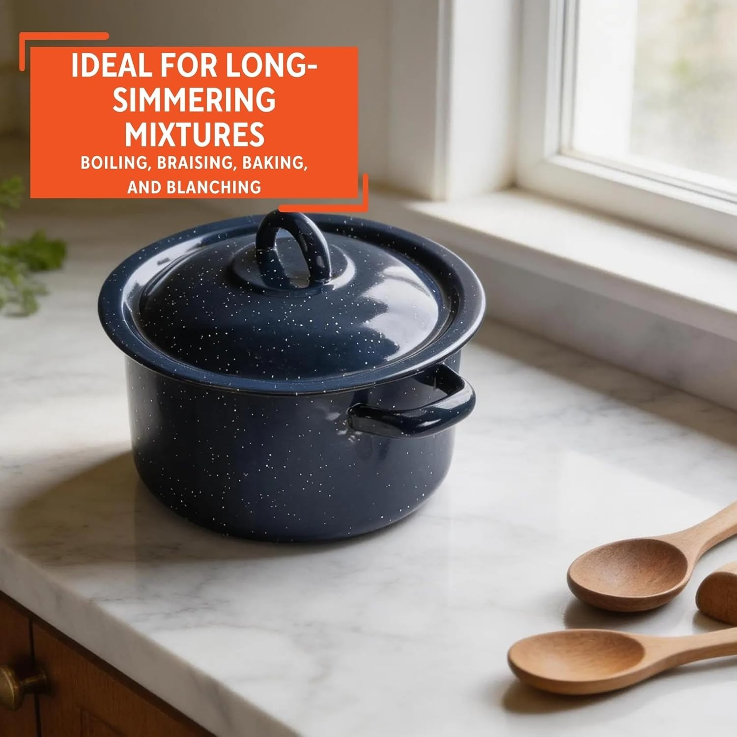 Versatile 4-Quart Speckled Enamel Stock Pot with Lid – Stylish Kitchen Essential