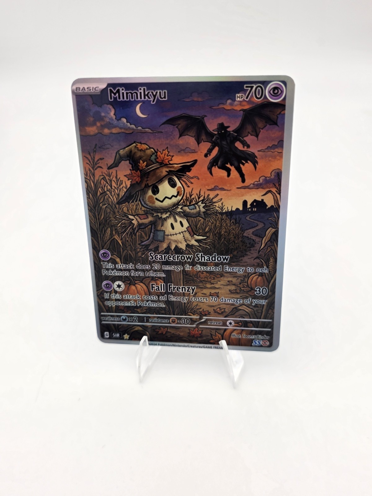 CUSTOM FAN ART Mimikyu Scarecrow Autumn Holo Card