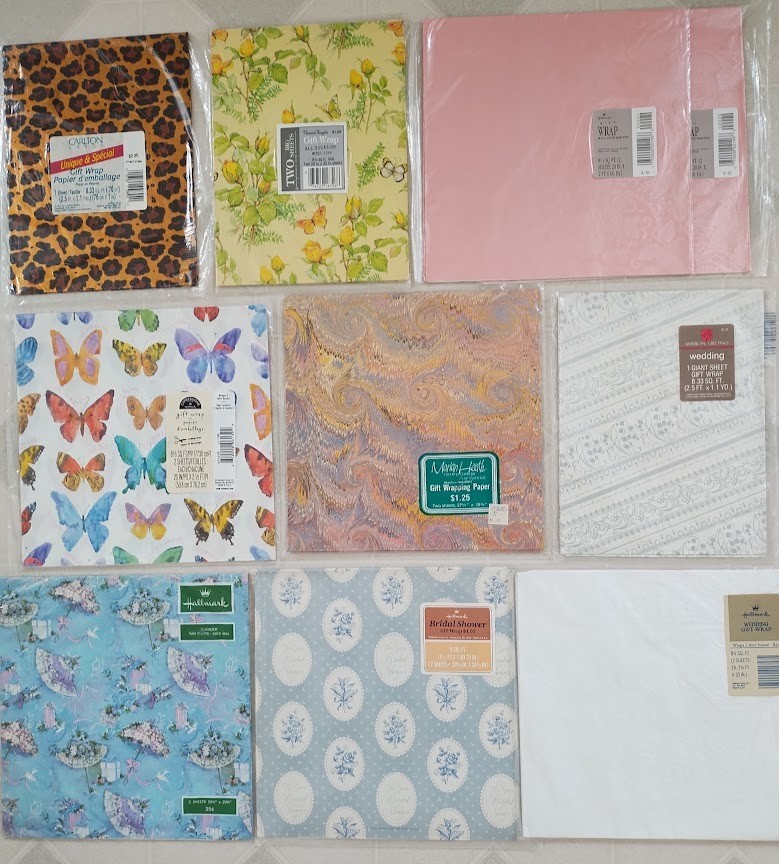 Lot of 10 Vintage Gift Wrap Paper Sheets Retro Bridal Wedding All Occasion NEW