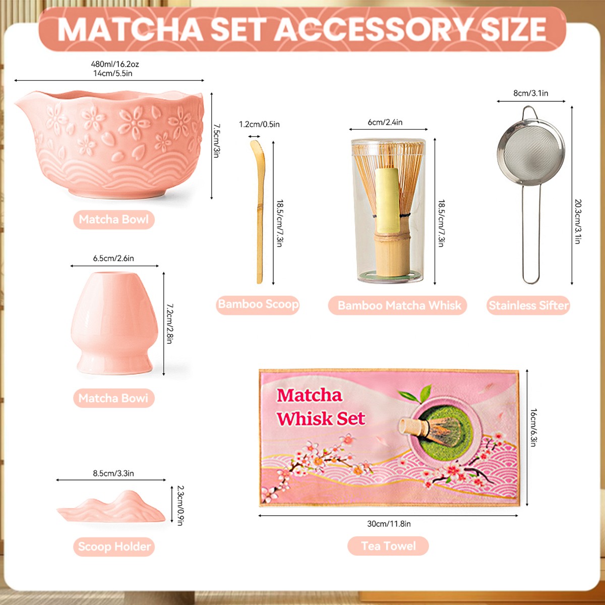 7 Pcs Matcha Making Kit Ceramic Japanese Matcha Bowl Whisk Set Easy to Clean US