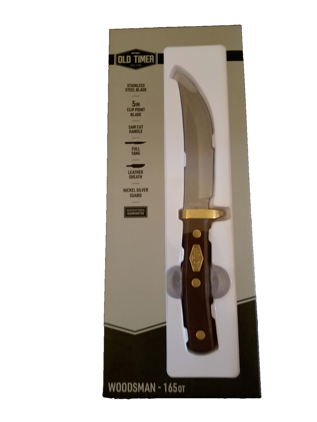 SCHRADE – OLD TIMER – WOODSMAN #165OT – 9 1/2″ + BROWN LEATHER SHEATH