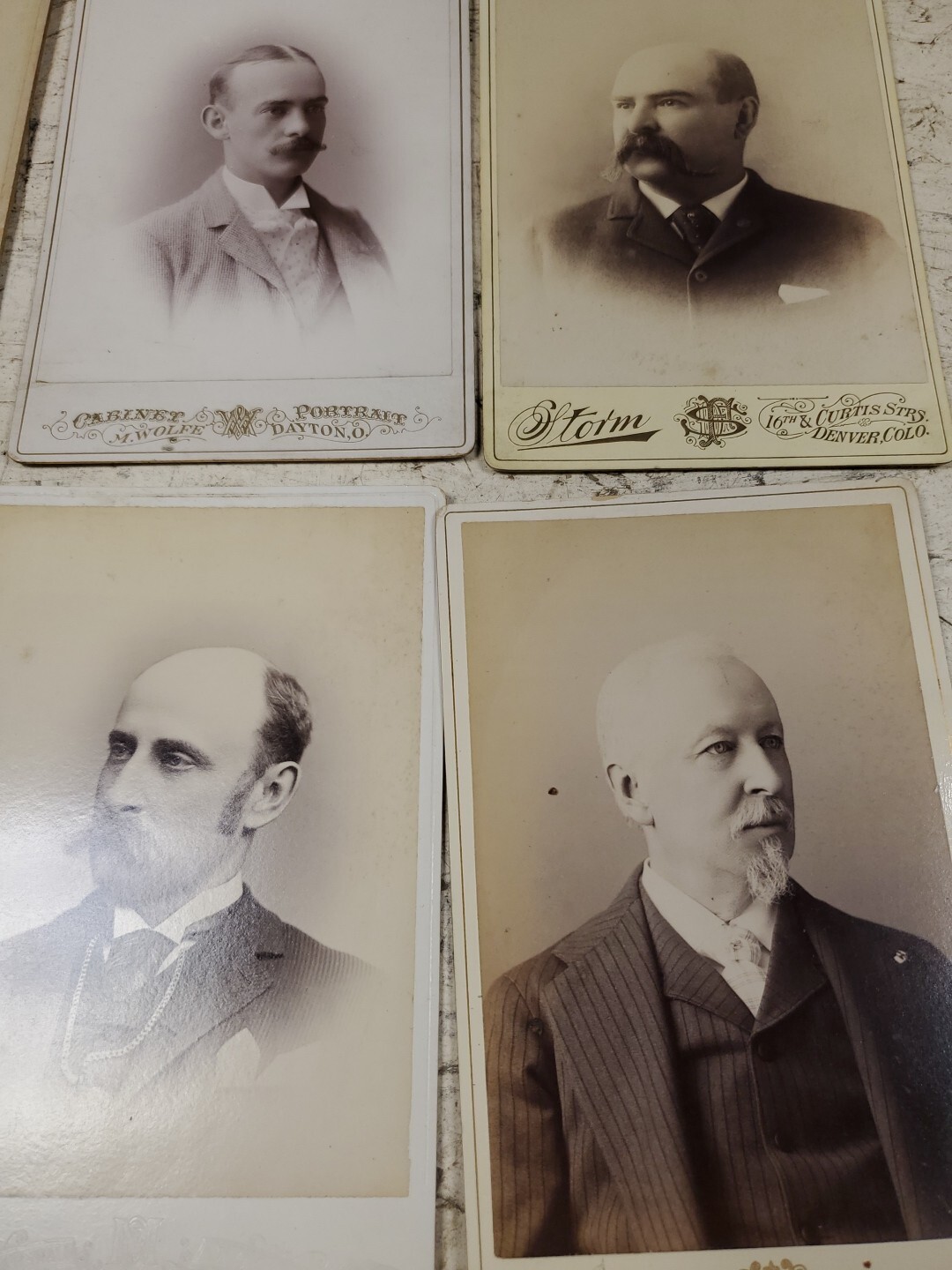 Antique Pre 1900 Cabinet Card Photos 7 Men With Facial Hair Mustache Beards