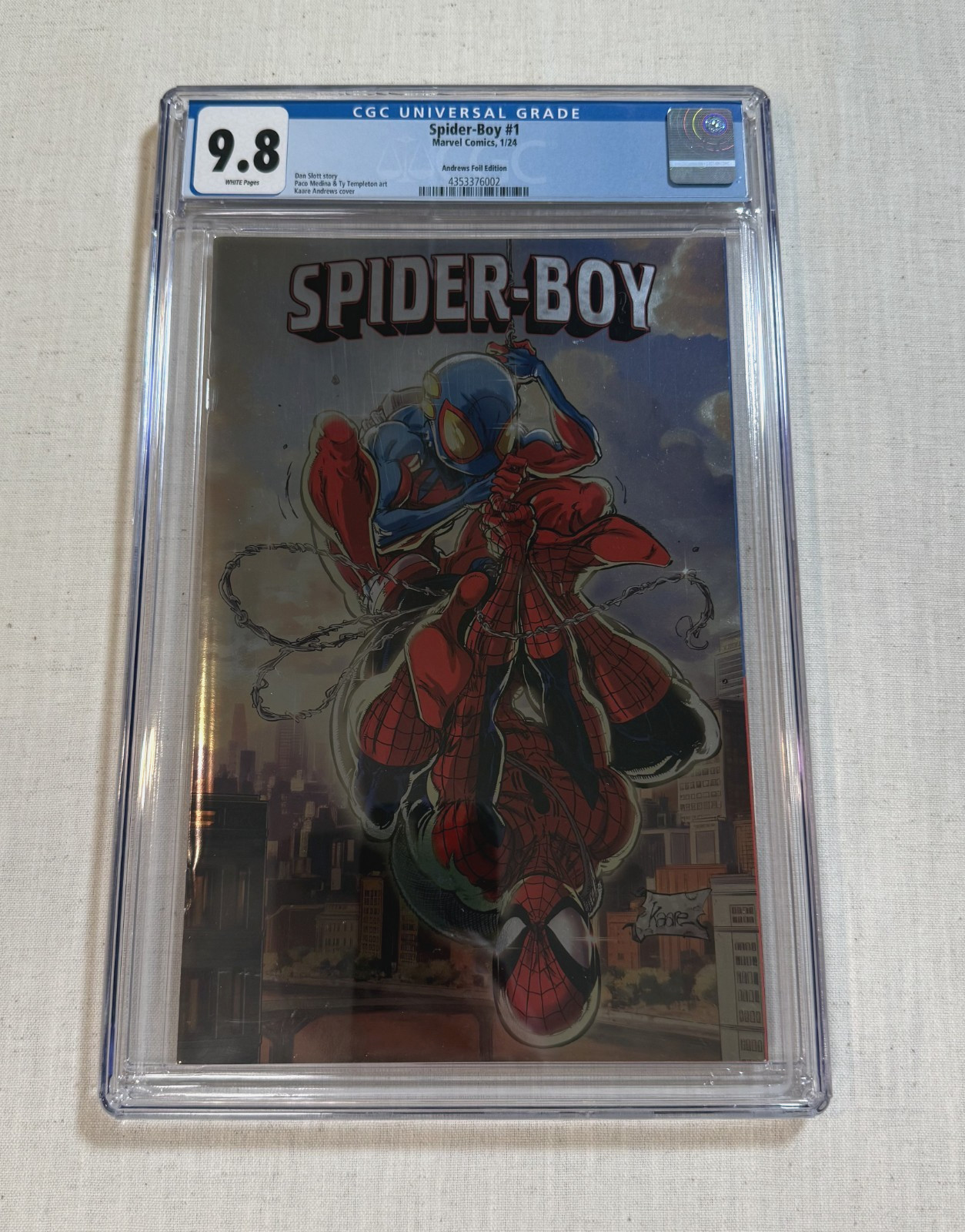 SPIDER-BOY #1, CGC 9.8, Kaare Andrews Foil Cover