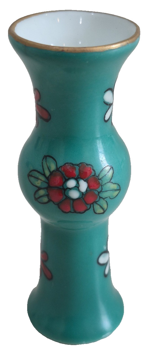 2 Small Hand Painted Ceramic Vases 2.78″ Tall Vintage