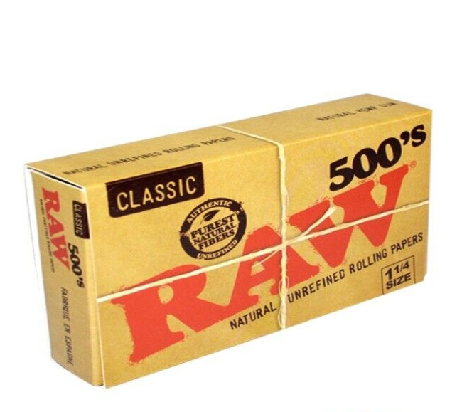 Raw 1 1/4 Rolling Papers Classic Unrefined 500 LVS/PK 500’s *USA SHIPPED*
