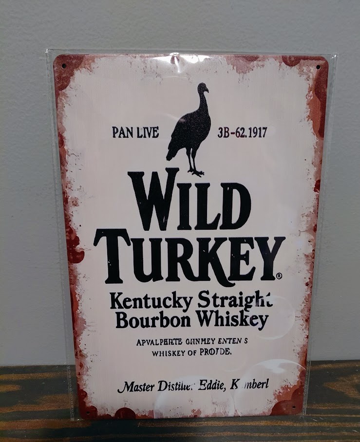WILD TURKEY Kentucky Straight Bourbon Whiskey 12 x 8 inch Metal Sign