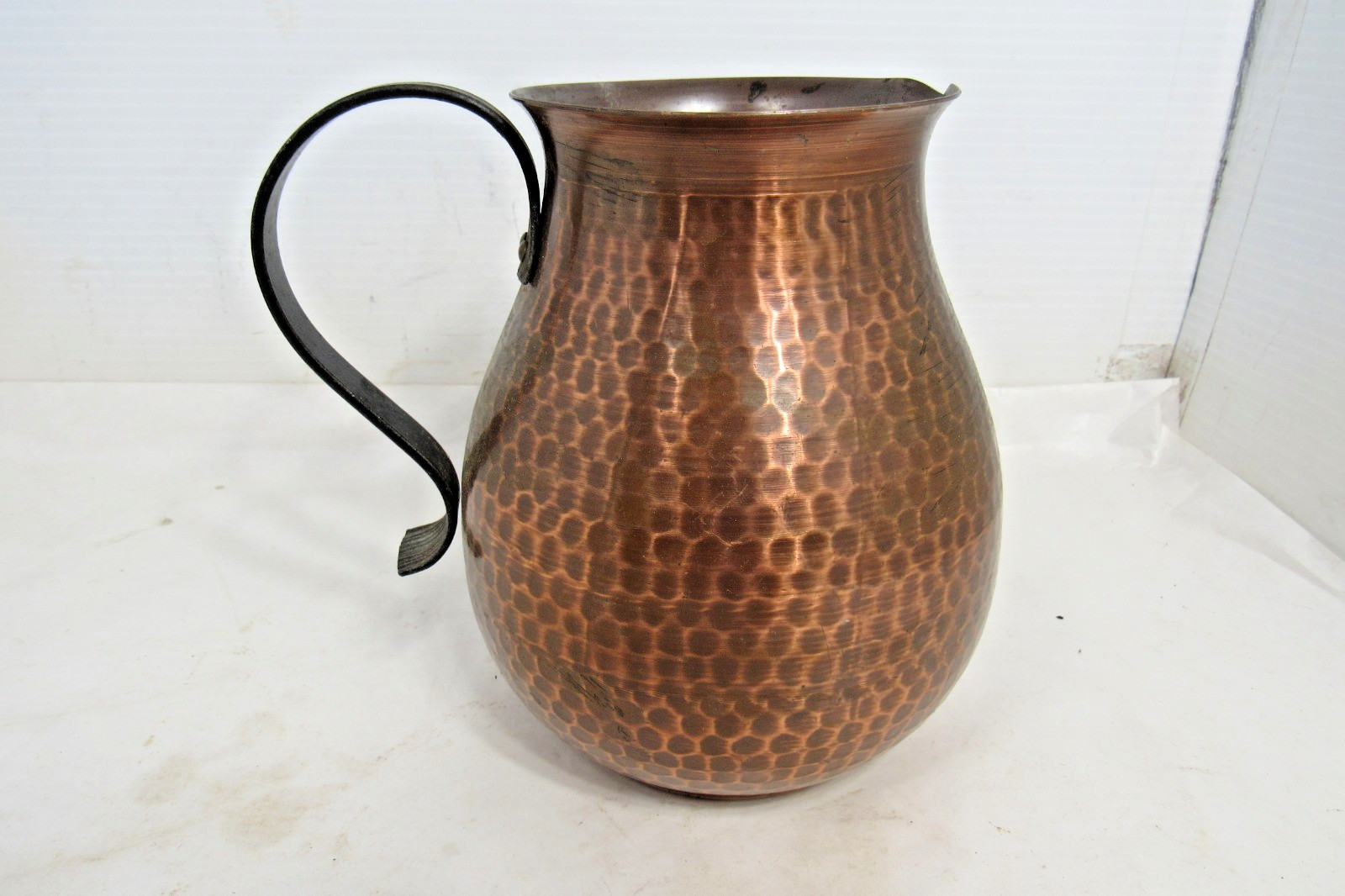 Vintage Hand Hammered Copper Pitcher Vase Wagner West Germany Vessel Primitive