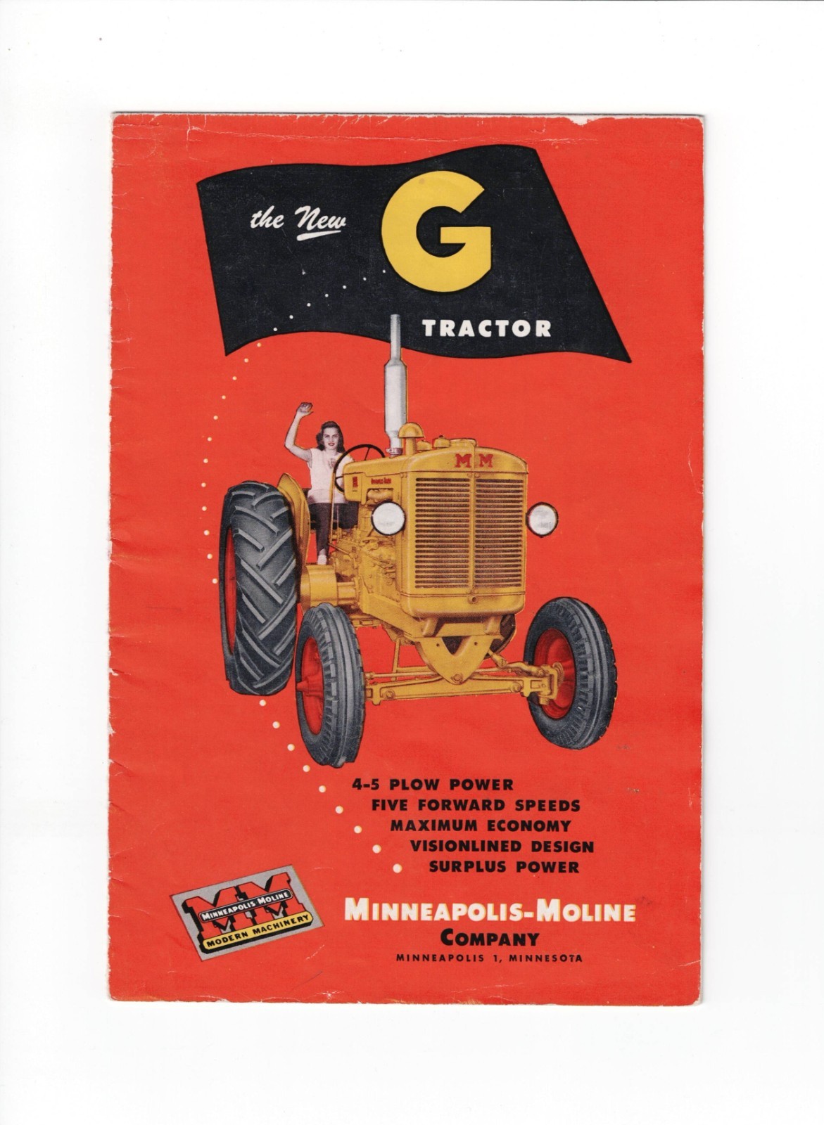 MINNEAPOLIS-MOLINE “G” TRACTOR 8 PAGE BROCHURE weight change 7000 to 6500