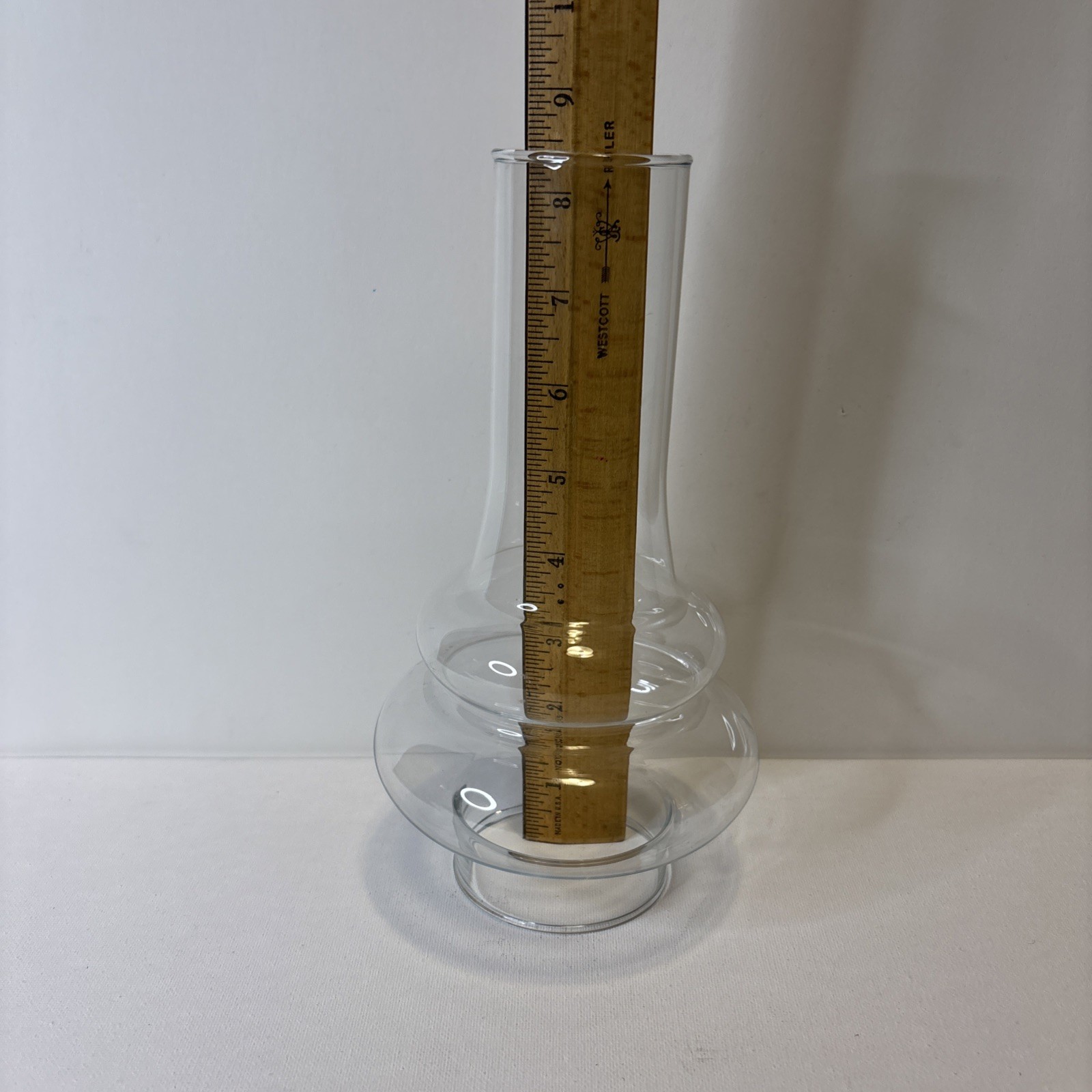 Chimney Double Bulge Glass Oil Lamp hurricane 8 3/8” Tall 2.75” Fitter Receiver
