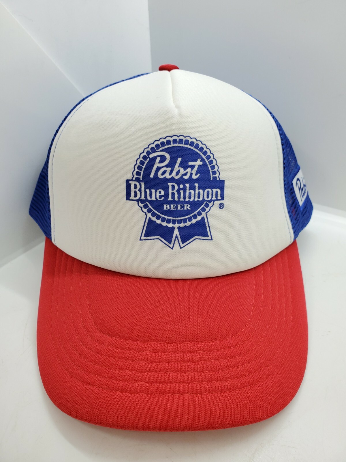 Pabst Blue Ribbon PBR Beer Red, White, & Blue Mesh Snapback Hat Cap New