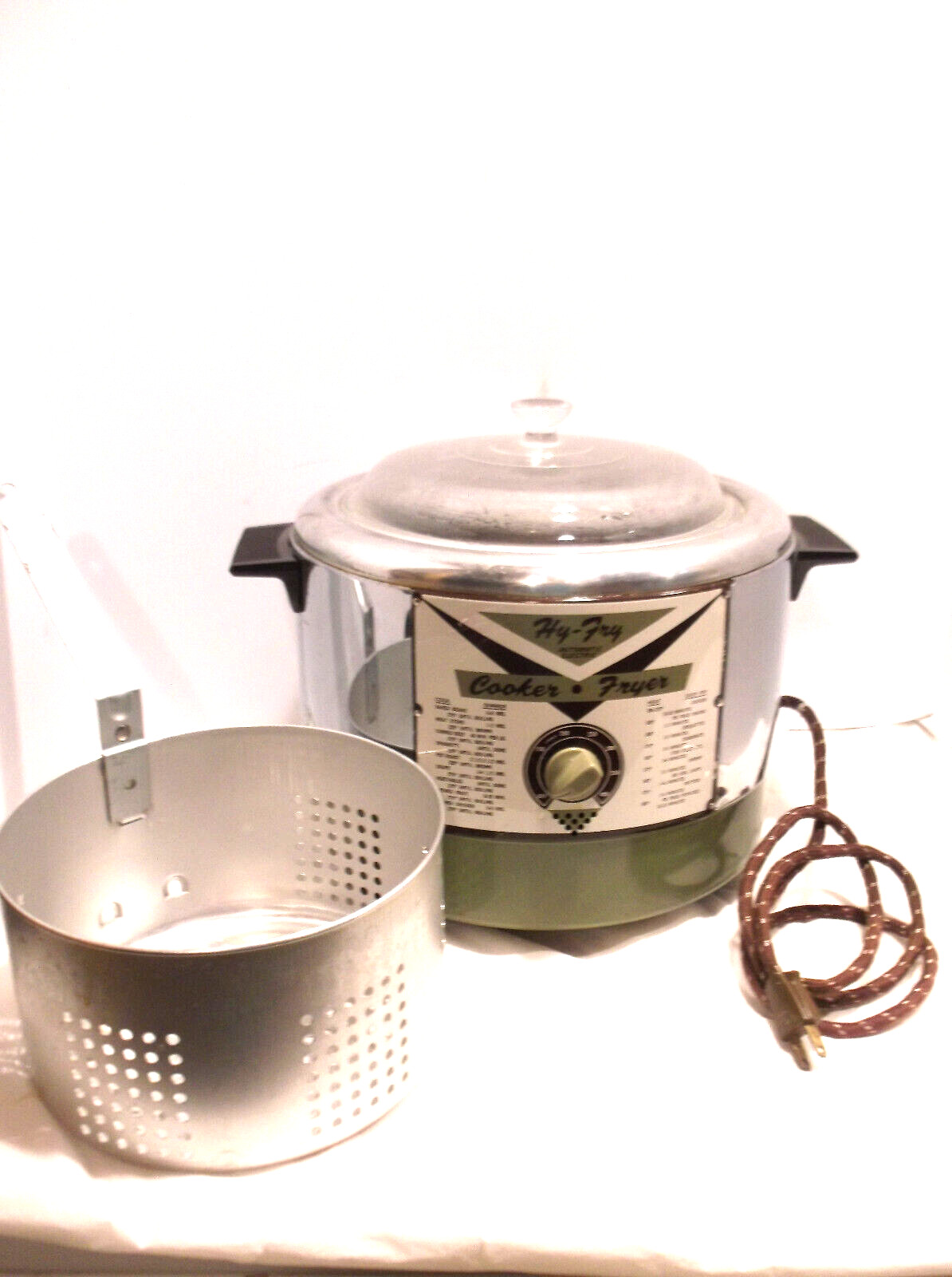 Vintage HY-FRY Slow Cooker Deep Fryer Avocado Green Electric M-200 Combination