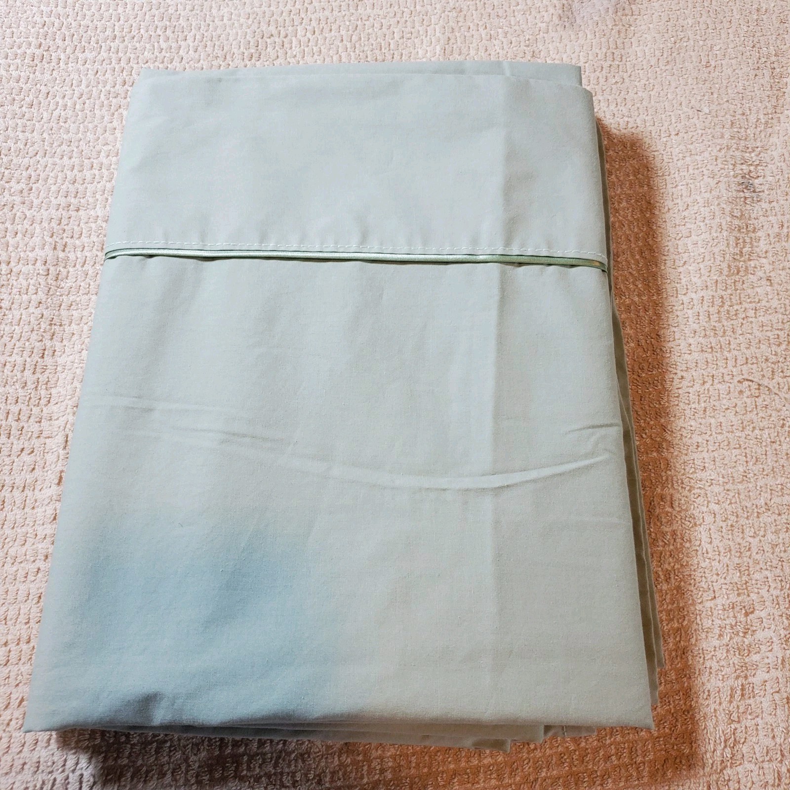 Springs Vtg Bed Sheet Twin Cotton Polyester Blend Topstitch Soft Sage