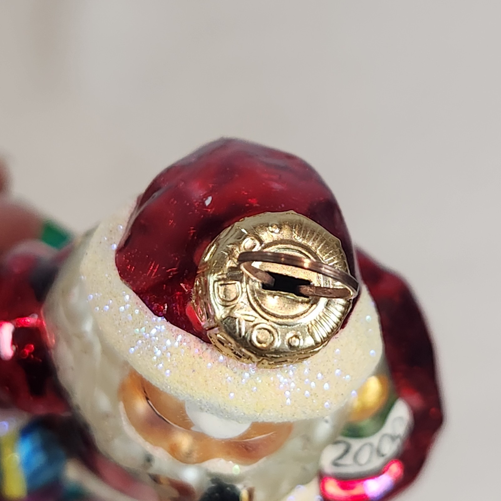 2000 Christopher Radko “No Time Like the Present” Ornament Santa w Pipe Bag 6″H