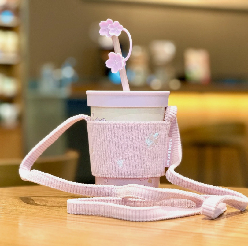 2024 China Starbucks Spring Sakura Tumbler with Sakura Straw Charm & Carrier Bag