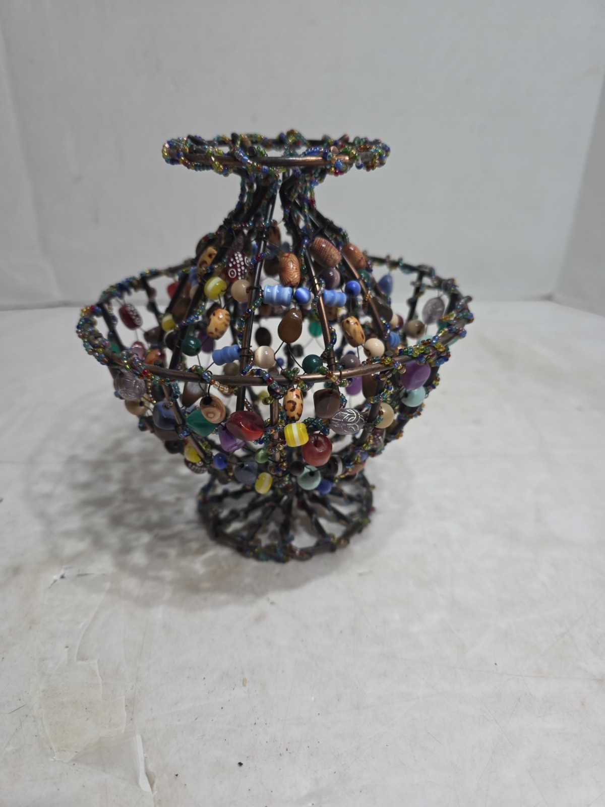 2 Colorful Beaded Decorative Baskets