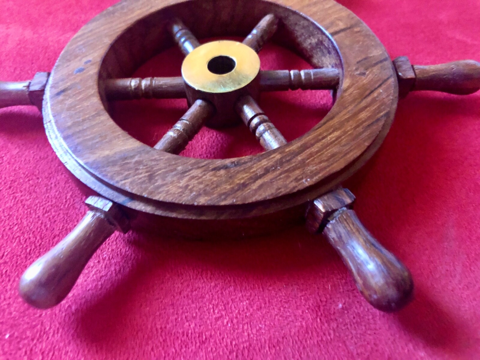 SHIPS WHEEL, 6″ SOLID WOOD & BRASS CENTER HUB, NEW! BEST PRICE!