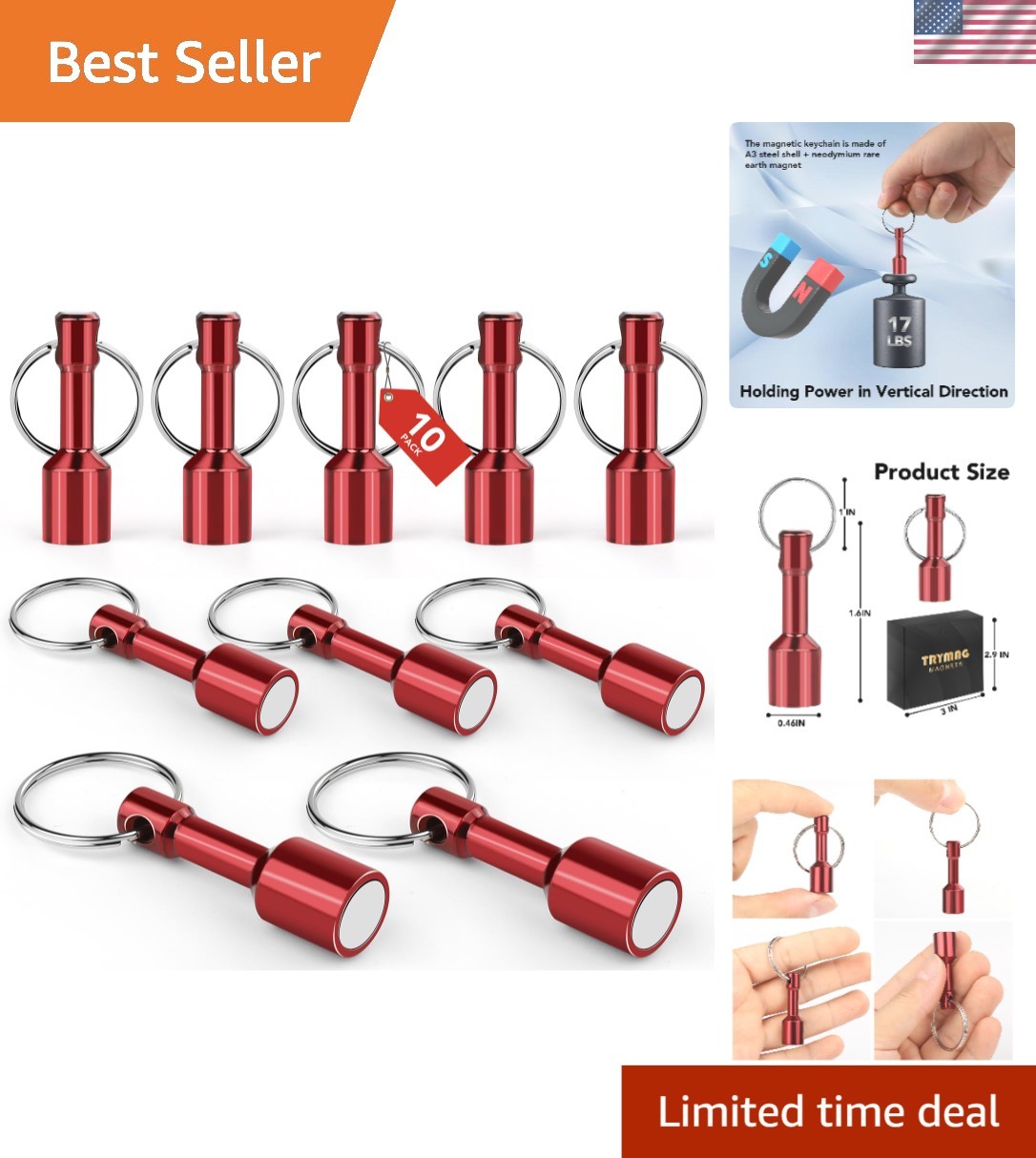 Ultra-Strong 17lbs Neodymium Keychain Magnets – Jewelry Tester & Organizer