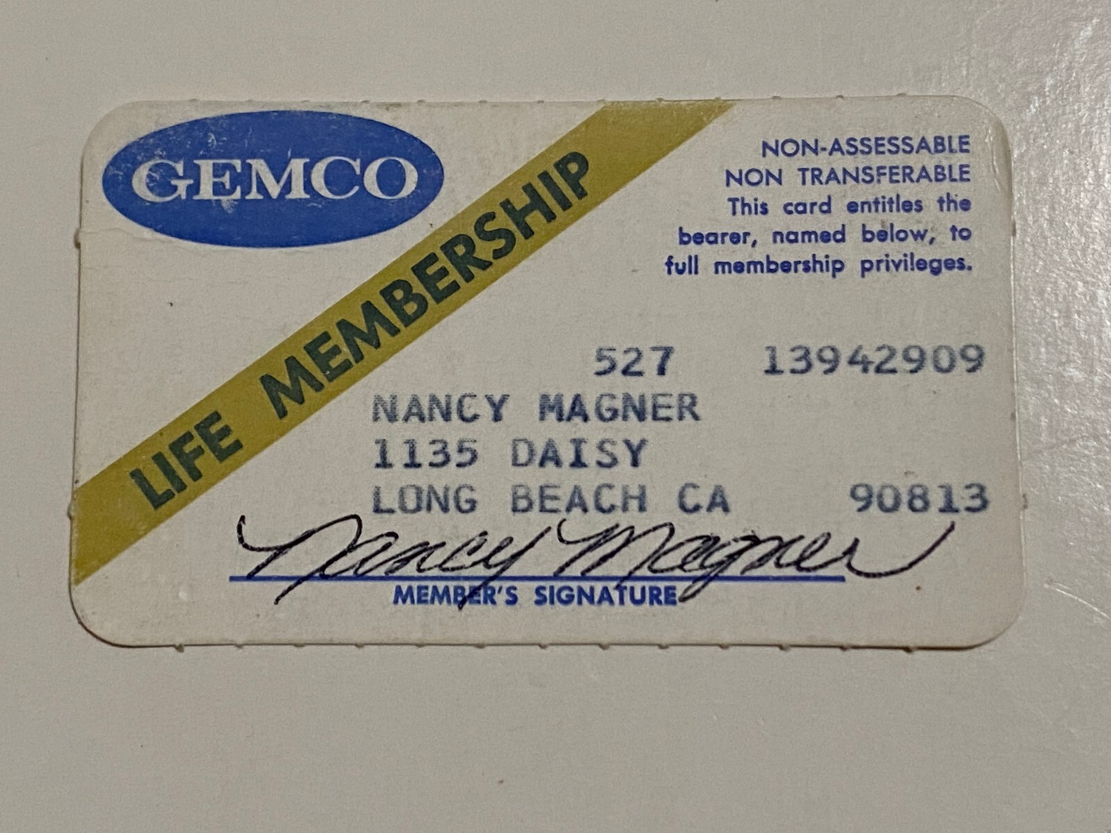 Vintage Life Membership Card GEMCO Department Stores