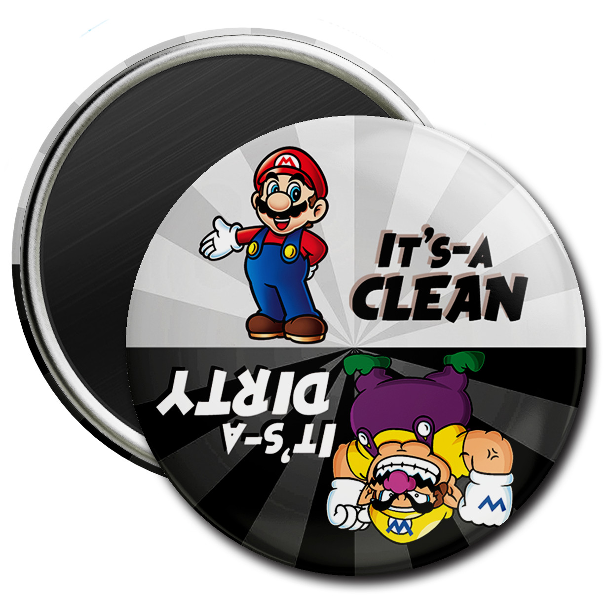 Dishwasher Magnet (MARIO/WARIO) Clean/Dirty 2.25 inch Nintendo Super Bros NEW!